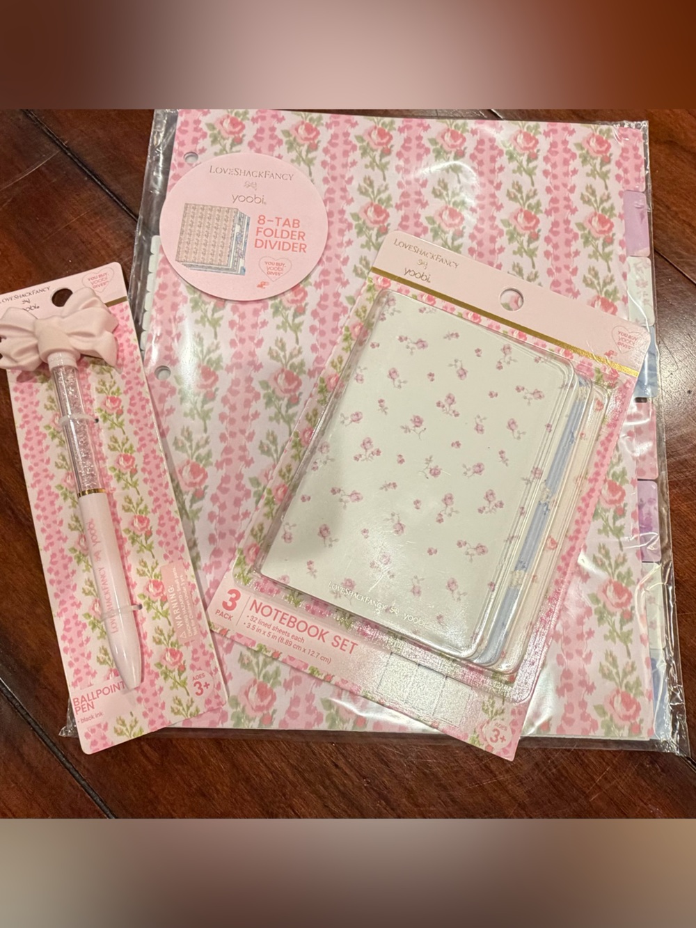 LoveShackFancy 8-Tab Folder Divider, Ball Point Pen, & 3 PACK NOTEBOOK SET